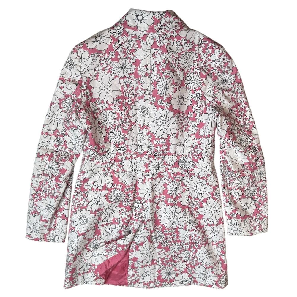 Ann Taylor LOFT Pink White Floral Longline Blazer Jacket Car Coat 4P - Picture 7 of 11